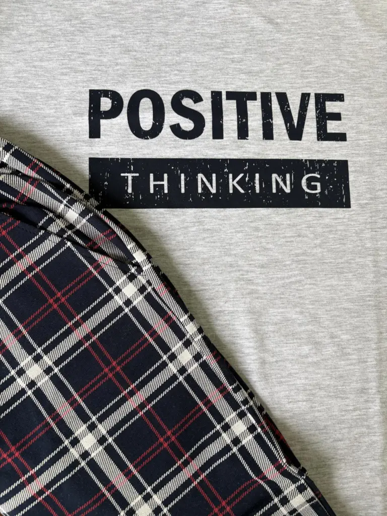 Чоловіча піжама з бавовни «Positive thinking» (футболка і штани), сіра — фото 7