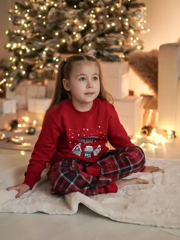 Тепла дитяча піжама з бавовни «Winter Holiday», сіра