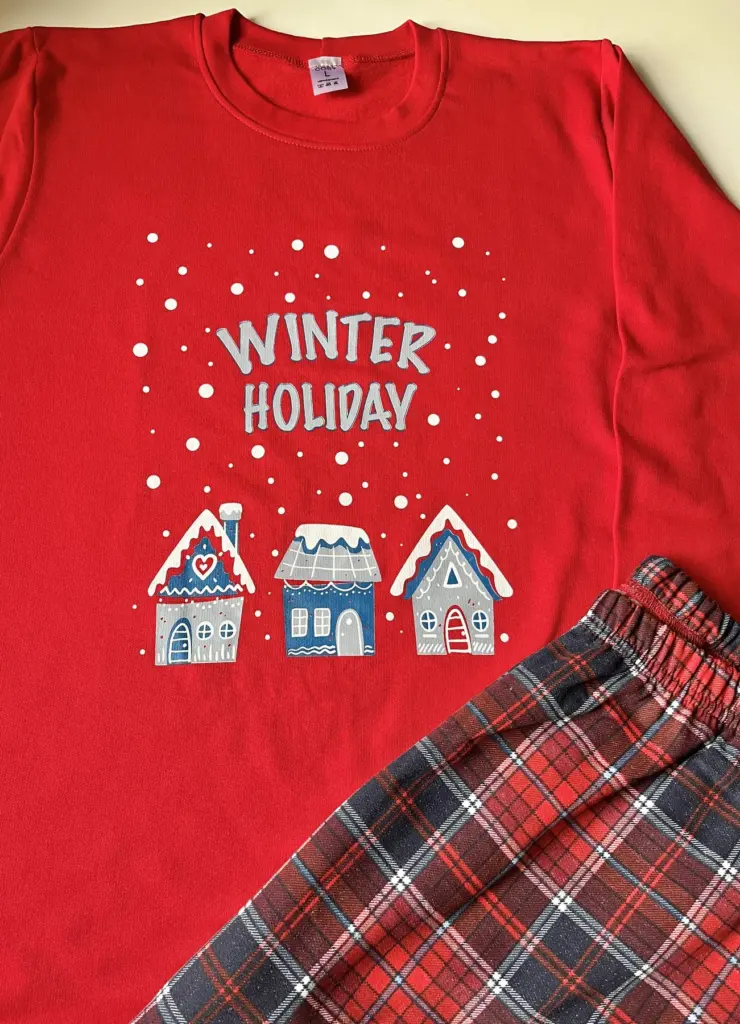 Тепла дитяча піжама з бавовни «Winter Holiday», сіра — фото 4