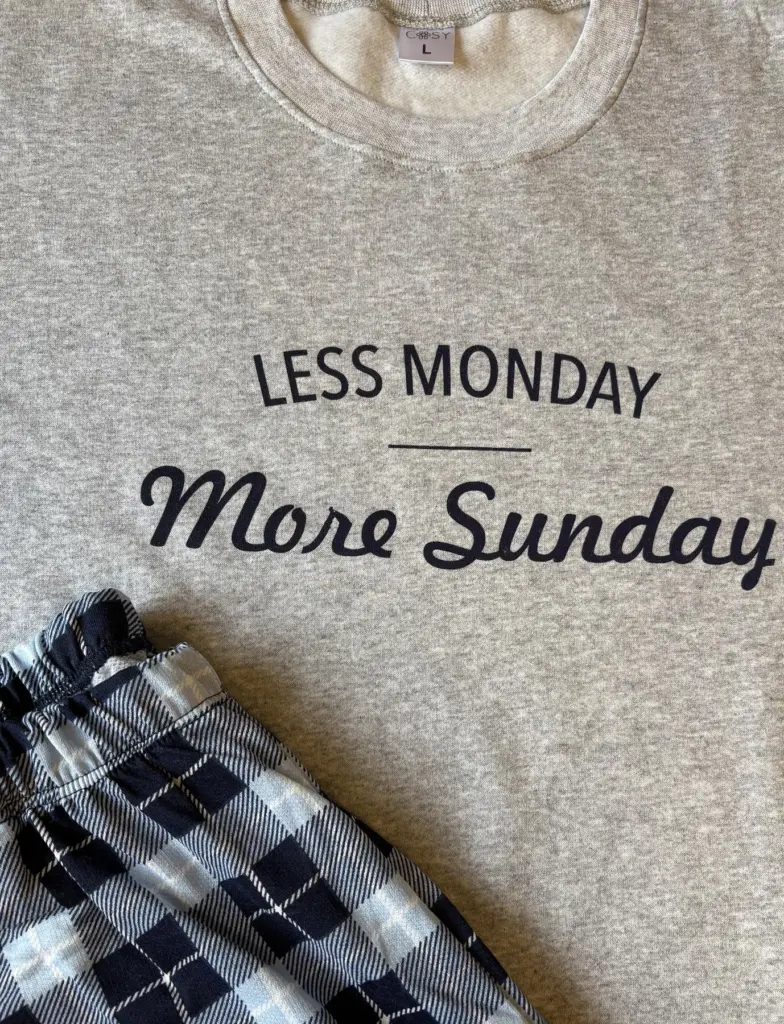 Тепла піжама унісекс з бавовни «Sunday» (лонгслів і штани), темно-синя клітинка — фото 4