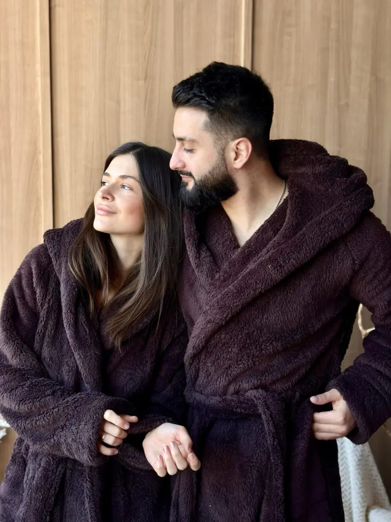 Халат унісекс з велсофту з капюшоном «Cuddle», шоколад — фото 8