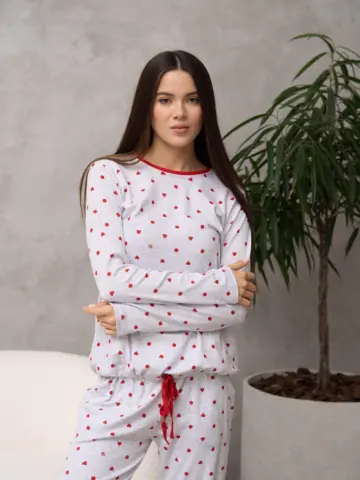 Жіноча піжама з трикотажу «Love», біла