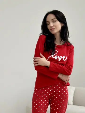 Жіноча піжама з бавовни «Love», червона