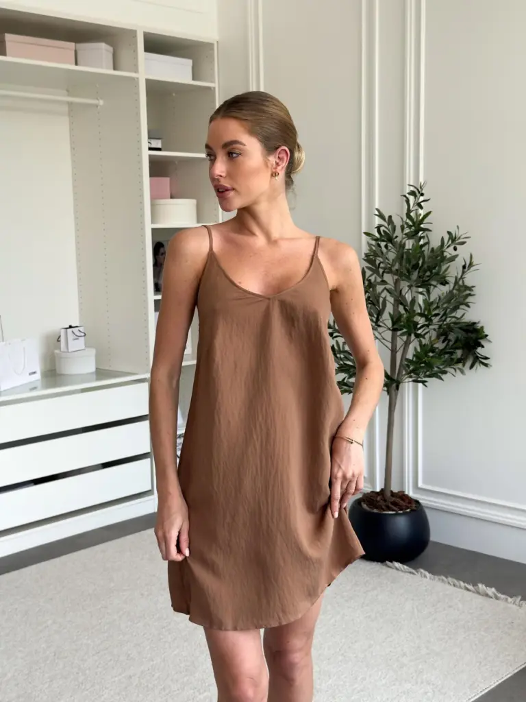 Жіноча нічна сорочка з віскози «Boho Chic», мокко — фото 3