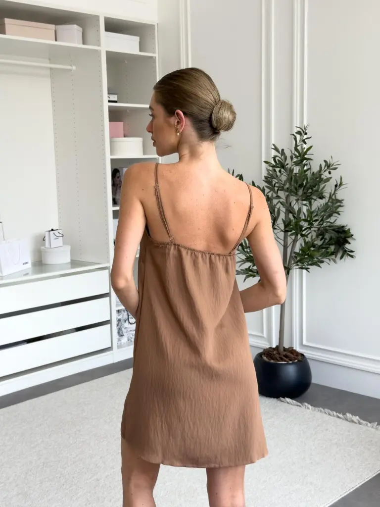 Жіноча нічна сорочка з віскози «Boho Chic», мокко — фото 4